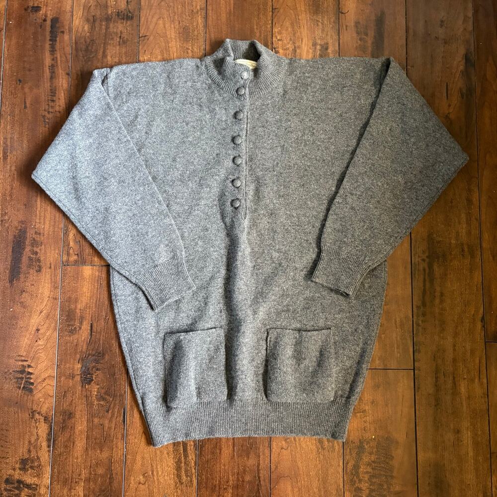 Murray Brothers Pure Wool Sweater Mens M Gray Scottish Button Up Cozy Soft
